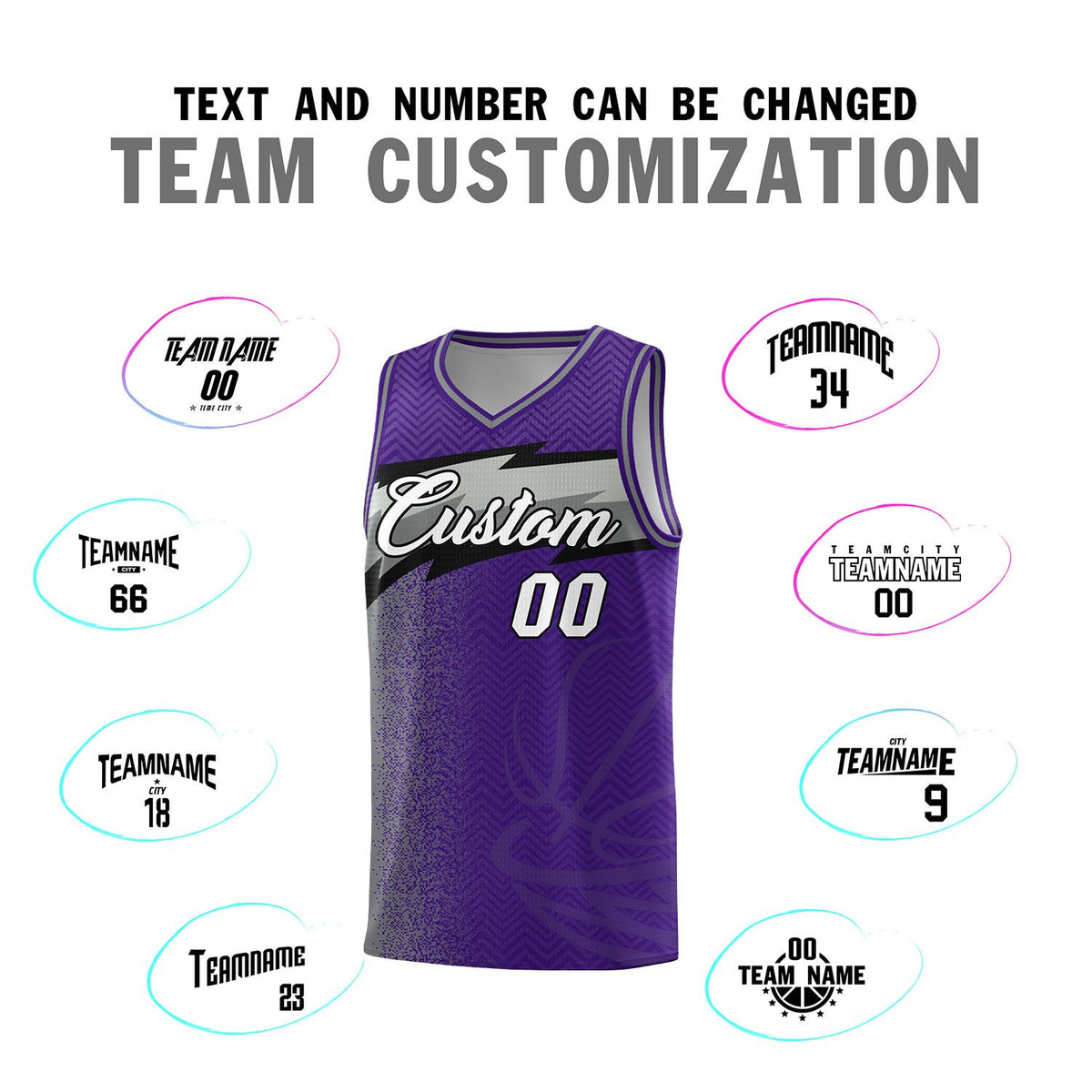 Custom Purple Dot Scatter Graffiti Pattern Sports Uniform Basketball Jersey Limited