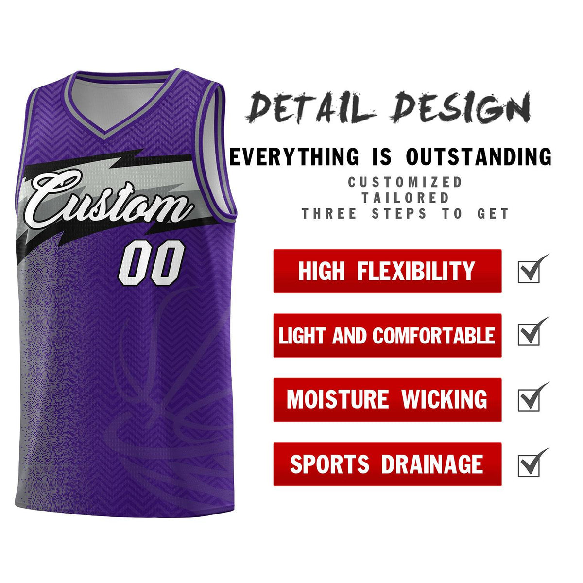 Custom Purple Dot Scatter Graffiti Pattern Sports Uniform Basketball Jersey Limited