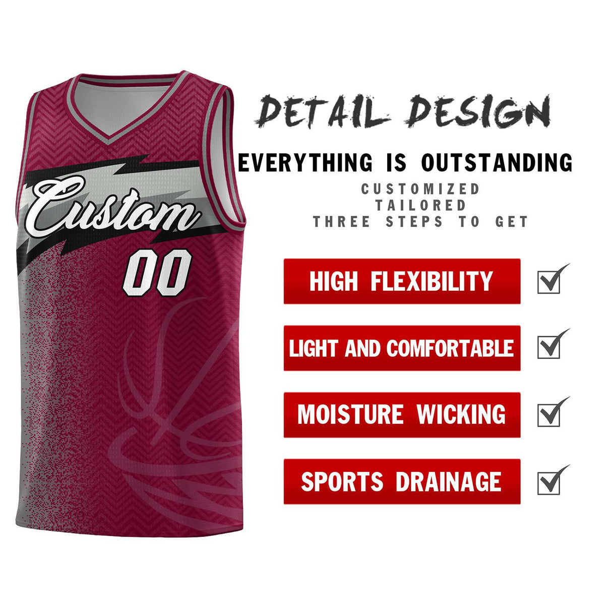 Custom Crimson Dot Scatter Graffiti Pattern Sports Uniform Basketball Jersey Limited
