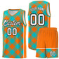 Custom Aqua Orange-White Grid Basketball Kits For Team