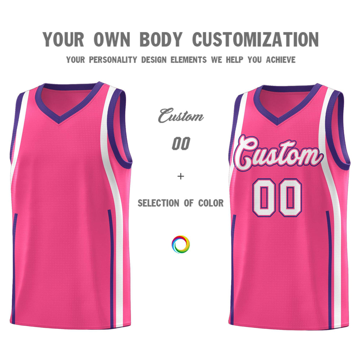 Custom Pink Purple-White Ribbon Pattern Basketball Kits Limited