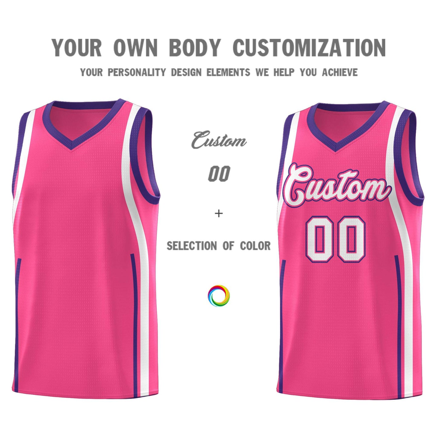 Custom Pink Purple-White Ribbon Pattern Basketball Kits Limited