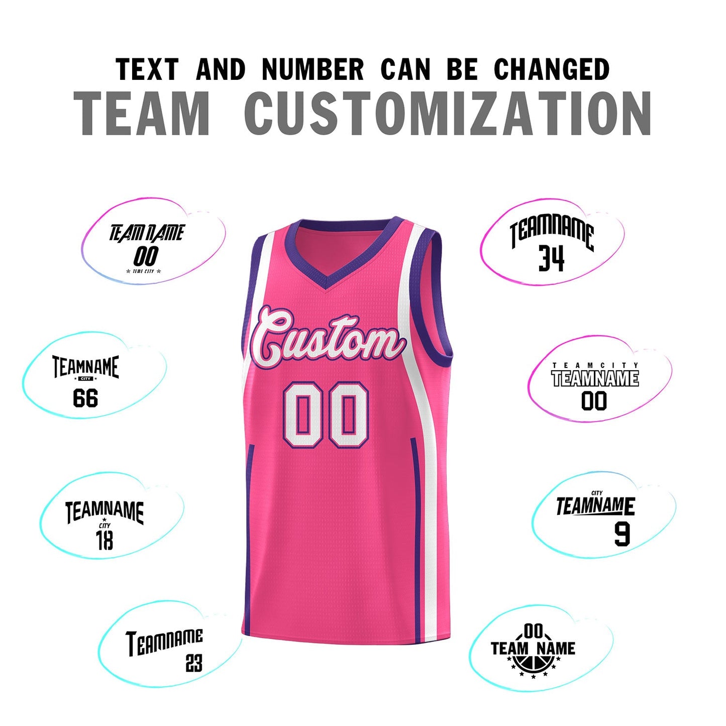 Custom Pink Purple-White Ribbon Pattern Basketball Kits Limited