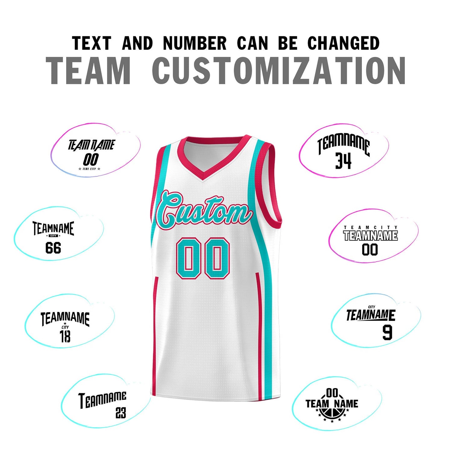 Custom White Aqua-Red Ribbon Pattern Basketball Kits Limited