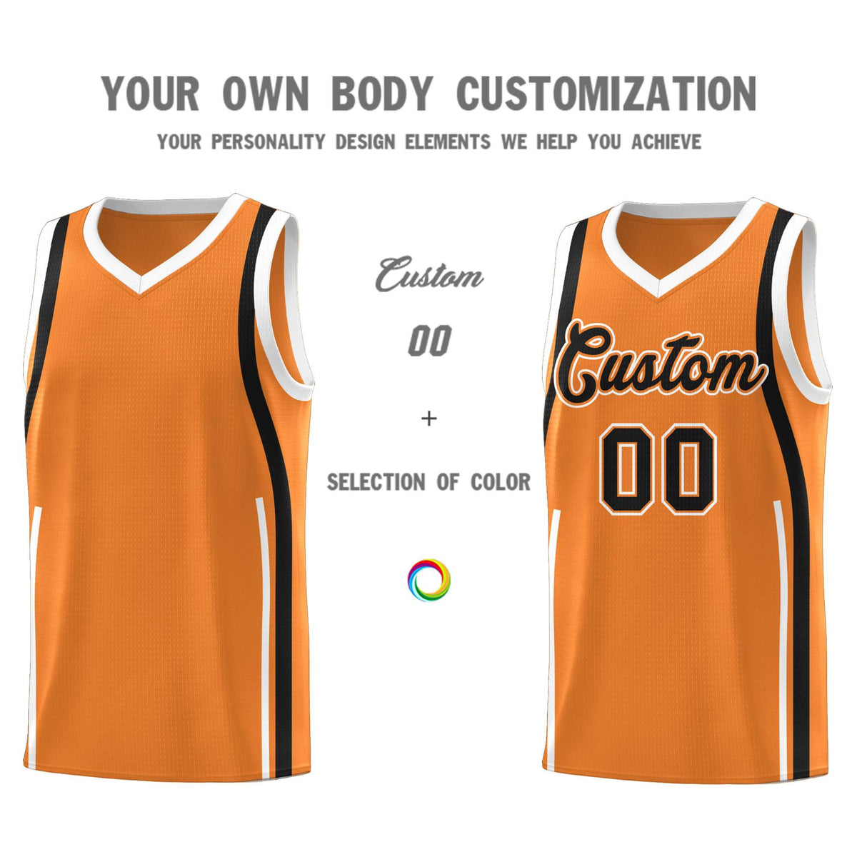 Custom Gold Orange Black-White Ribbon Pattern Basketball Kits Limited