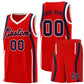 Custom Red Navy-White Ribbon Pattern Basketball Kits