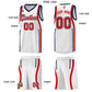 Custom White Navy-Red Ribbon Pattern Basketball Kits Limited