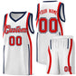 Custom White Navy-Red Ribbon Pattern Basketball Kits