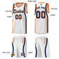 Custom White Navy-Orange Ribbon Pattern Basketball Kits Limited
