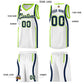 Custom White Fluorescent Green-Navy Ribbon Pattern Basketball Kits Limited
