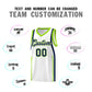 Custom White Fluorescent Green-Navy Ribbon Pattern Basketball Kits Limited