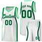 Custom White Kelly Green-Green Ribbon Pattern Basketball Kits
