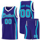 Custom Royal Sky Blue-White Ribbon Pattern Basketball Kits