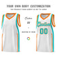 Custom White Aqua-Orange Ribbon Pattern Basketball Kits Limited