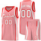 Custom Light Pink Light Red-White Ribbon Pattern Basketball Kits