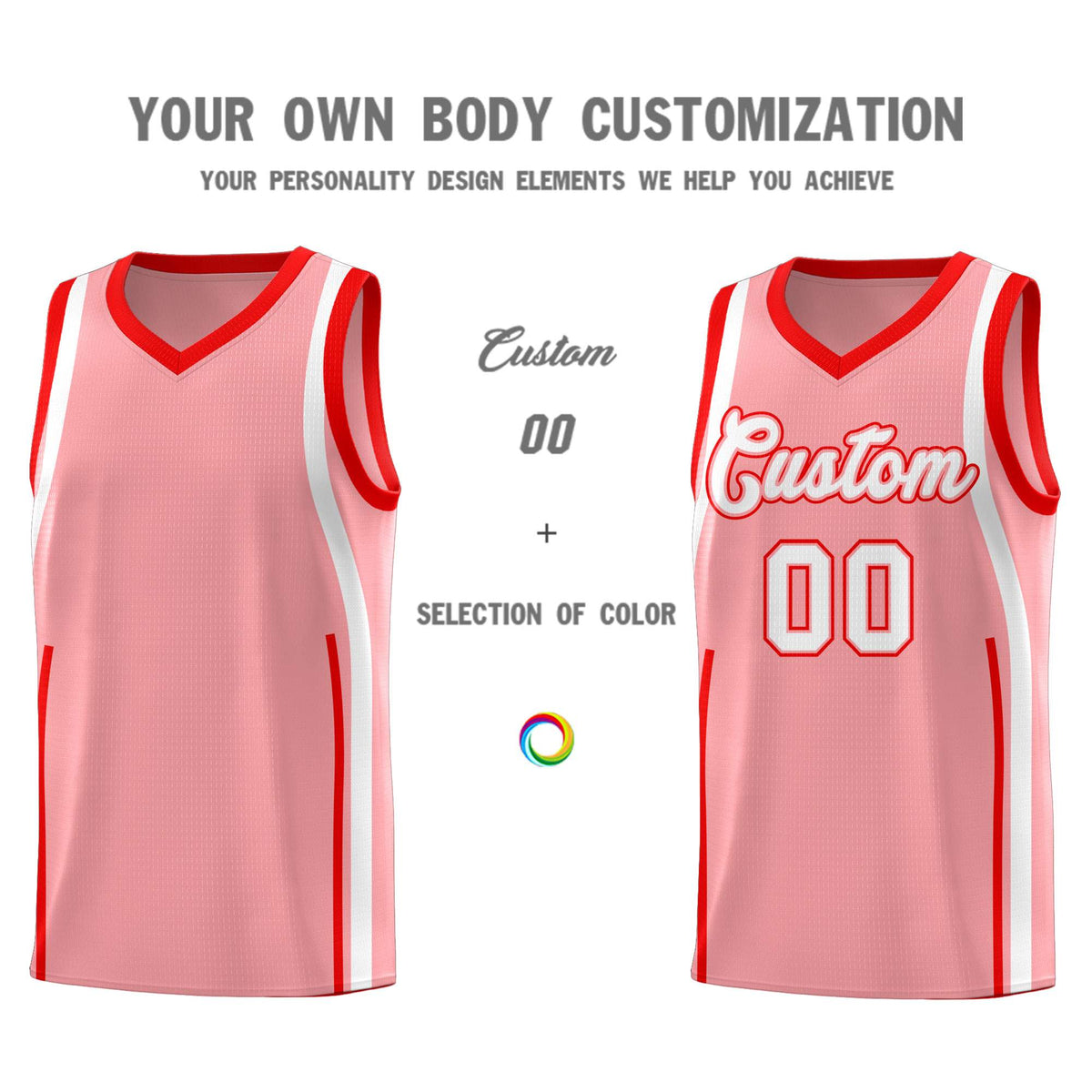 Custom Light Pink Light Red-White Ribbon Pattern Basketball Kits Limited