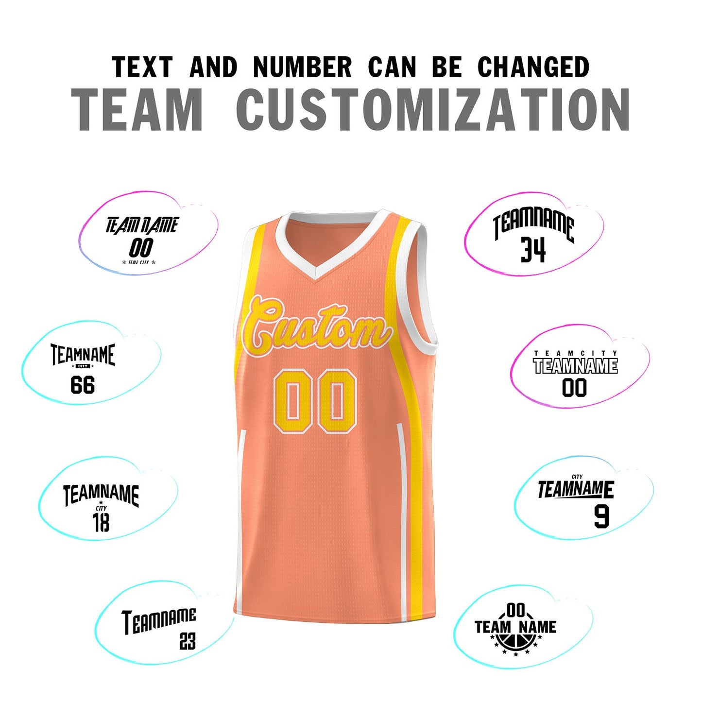 Custom Light Orange Gold-White Ribbon Pattern Basketball Kits Limited