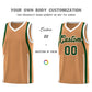Custom Buckskin Brown Green-White Ribbon Pattern Basketball Kits Limited