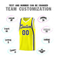 Custom Fluorescent Yellow Royal-White Ribbon Pattern Basketball Kits Limited