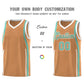 Custom Buckskin Brown Bright Green-White Ribbon Pattern Basketball Kits Limited