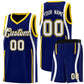 Custom Navy Gold-White Ribbon Pattern Basketball Kits