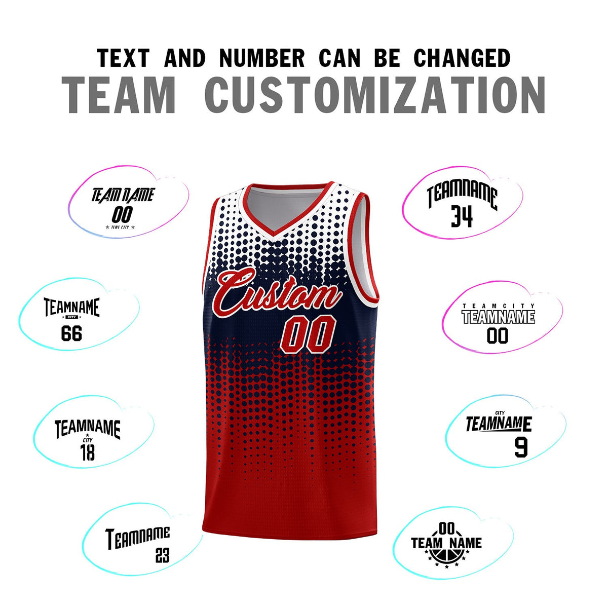 Custom Red Gradient Dots Design Pattern Sports Uniform Basketball Jersey Limited