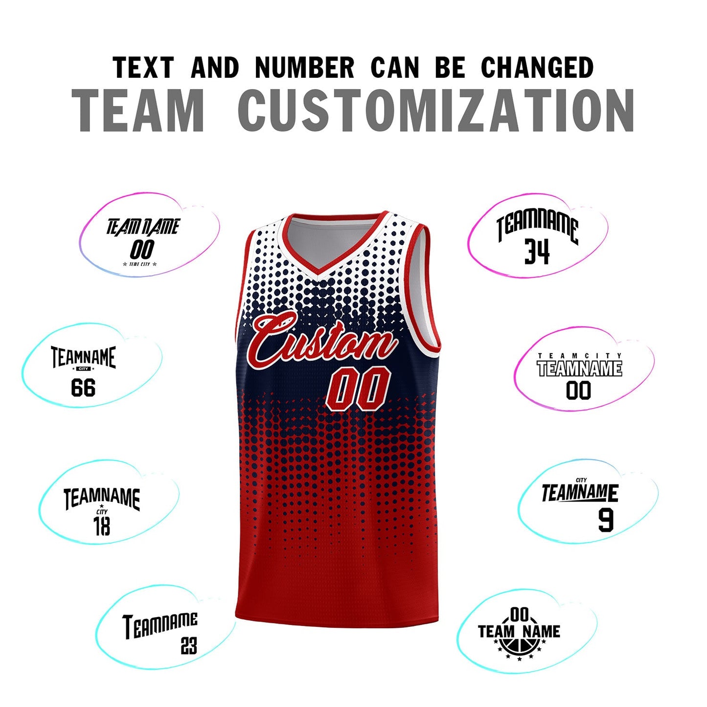 Custom Red Gradient Dots Design Pattern Sports Uniform Basketball Jersey Limited
