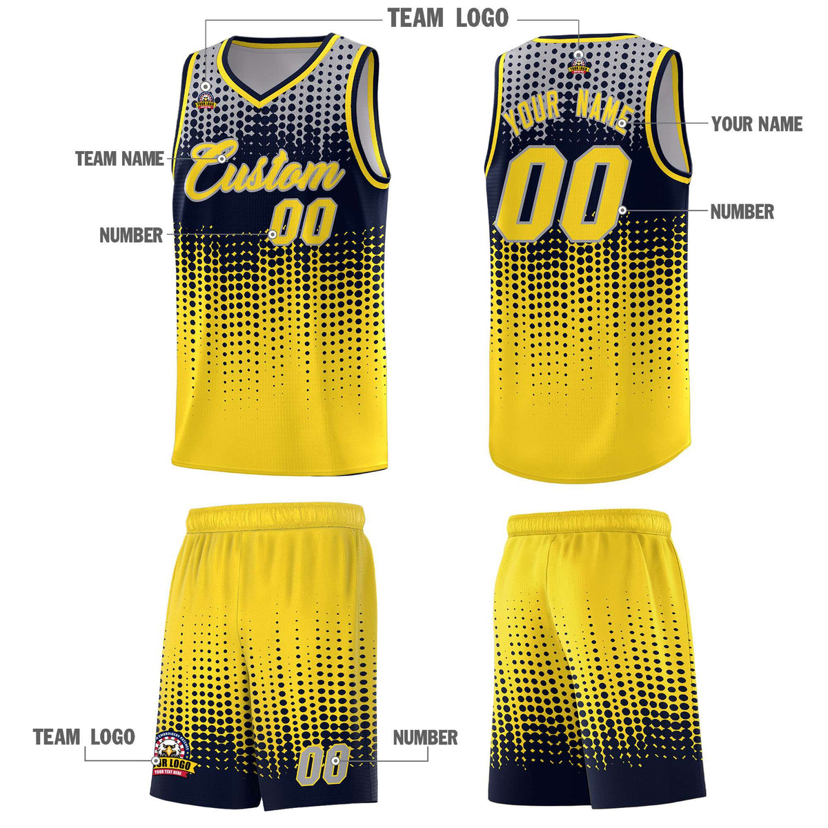 Custom Gold Gradient Dots Design Pattern Sports Uniform Basketball Jersey Limited