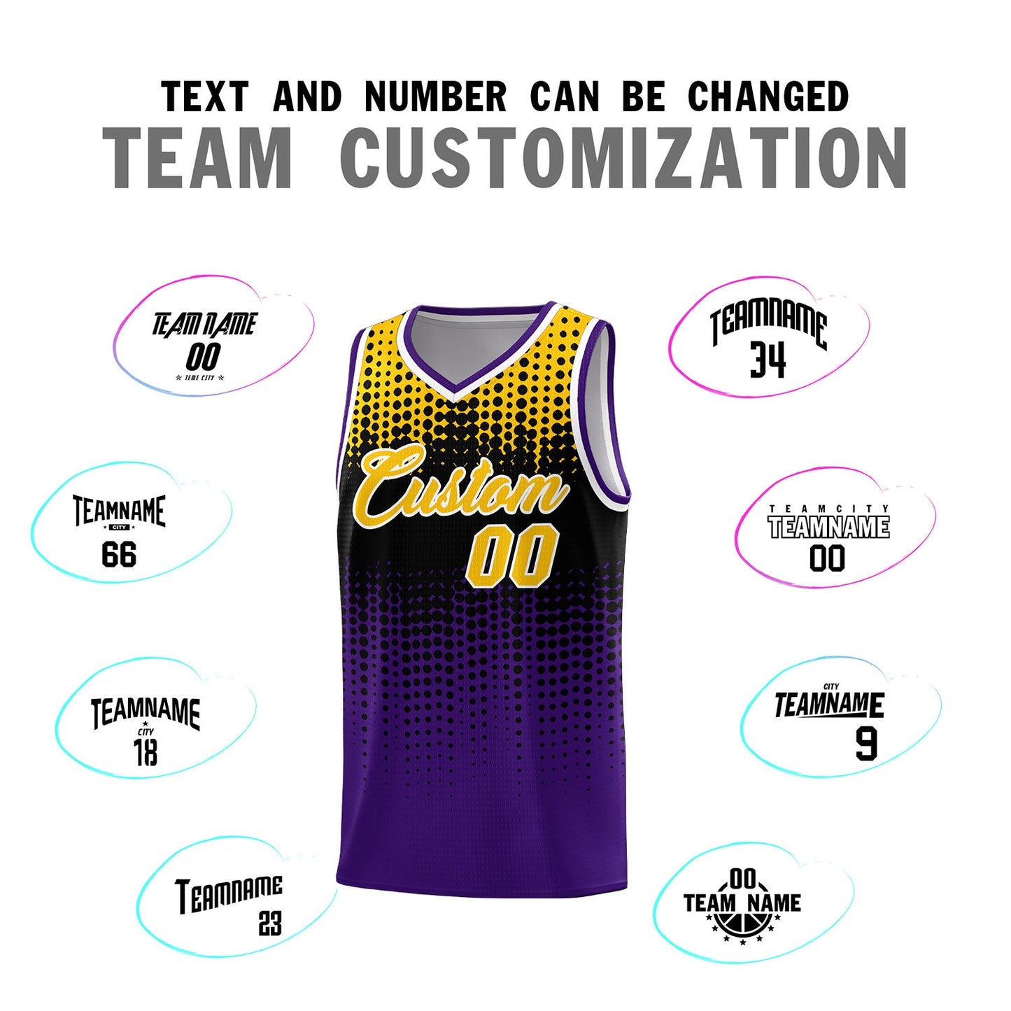 Custom Purple Gradient Dots Design Pattern Sports Uniform Basketball Jersey Limited