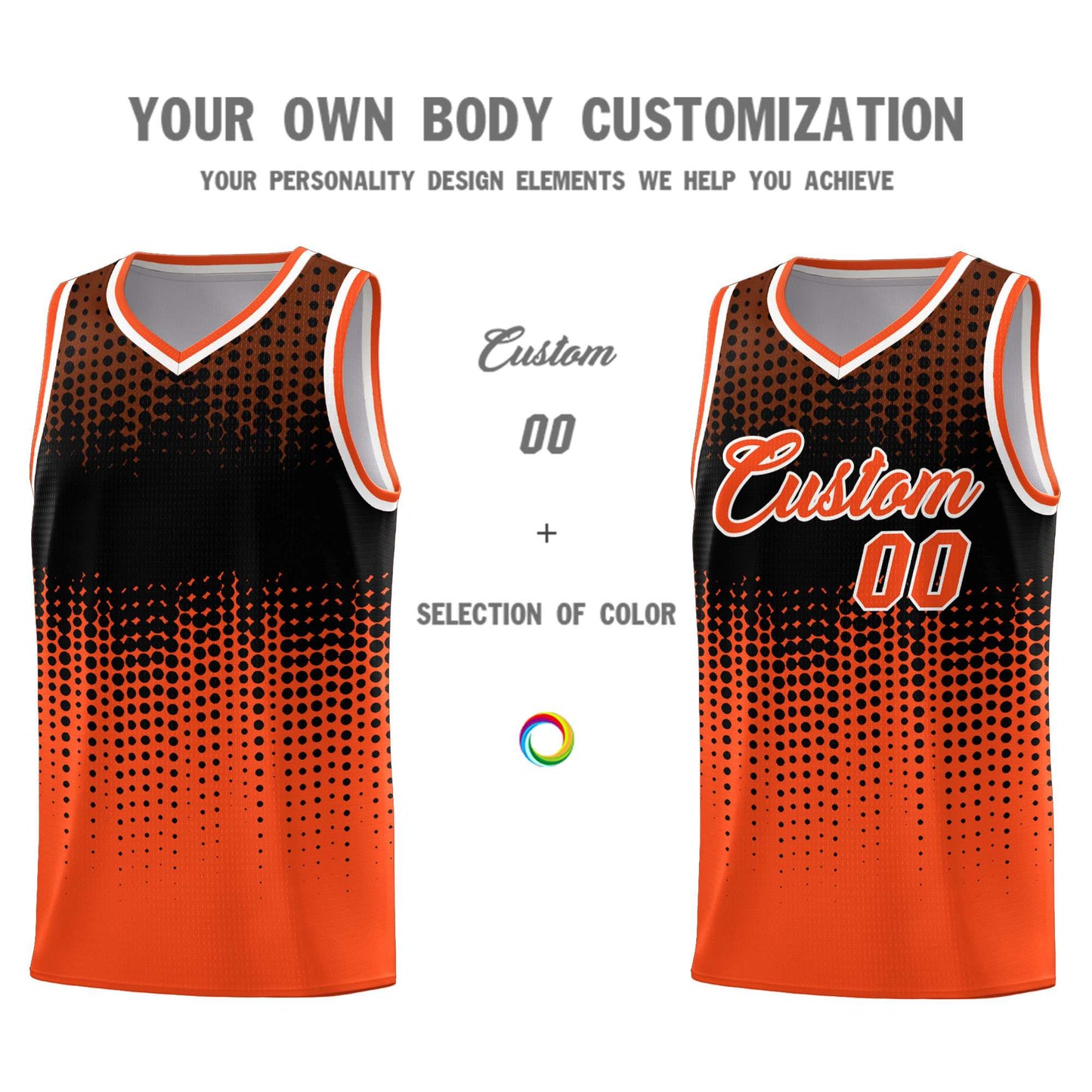 Custom Orange Gradient Dots Design Pattern Sports Uniform Basketball Jersey Limited