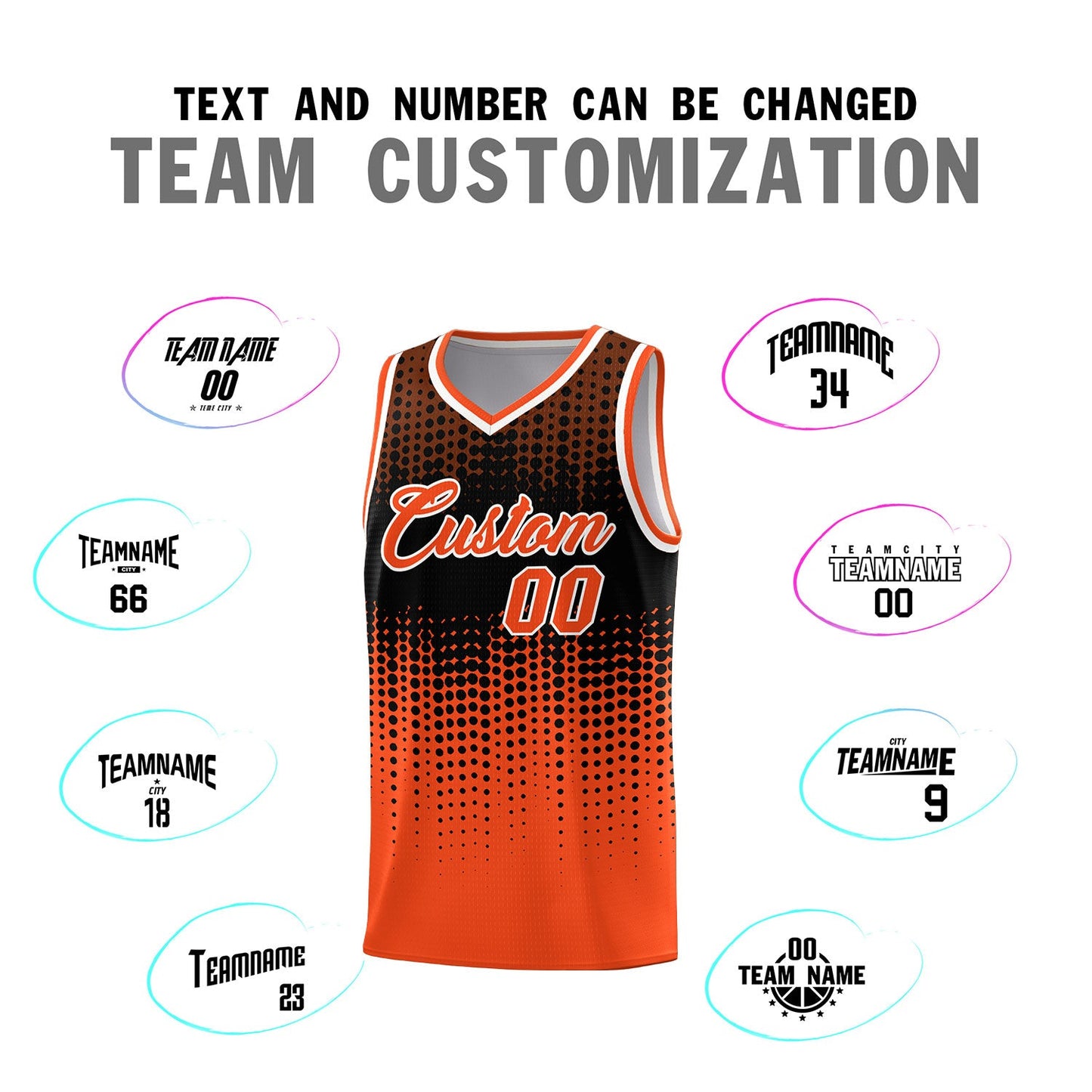 Custom Orange Gradient Dots Design Pattern Sports Uniform Basketball Jersey Limited