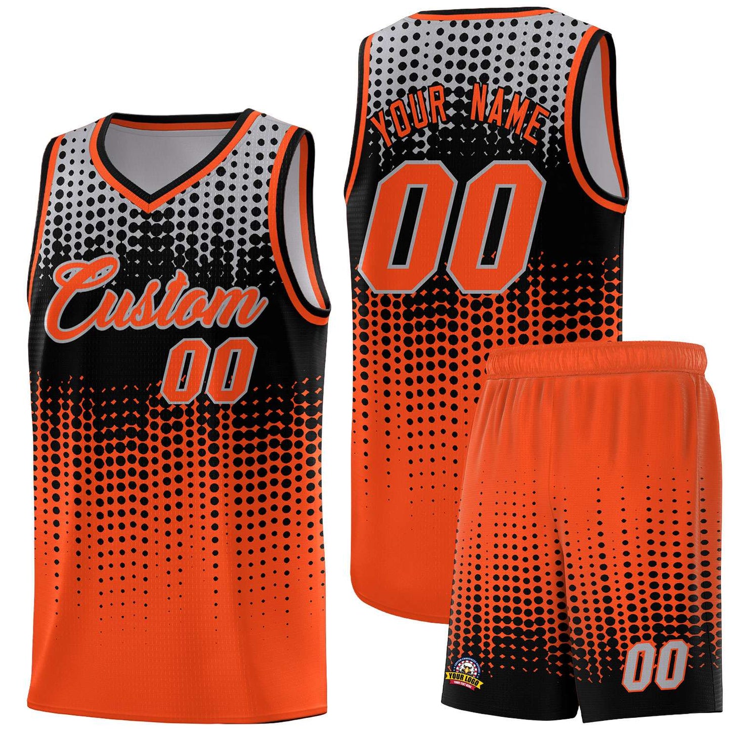 Custom Orange Gradient Dots Design Pattern Sports Uniform Basketball Jersey