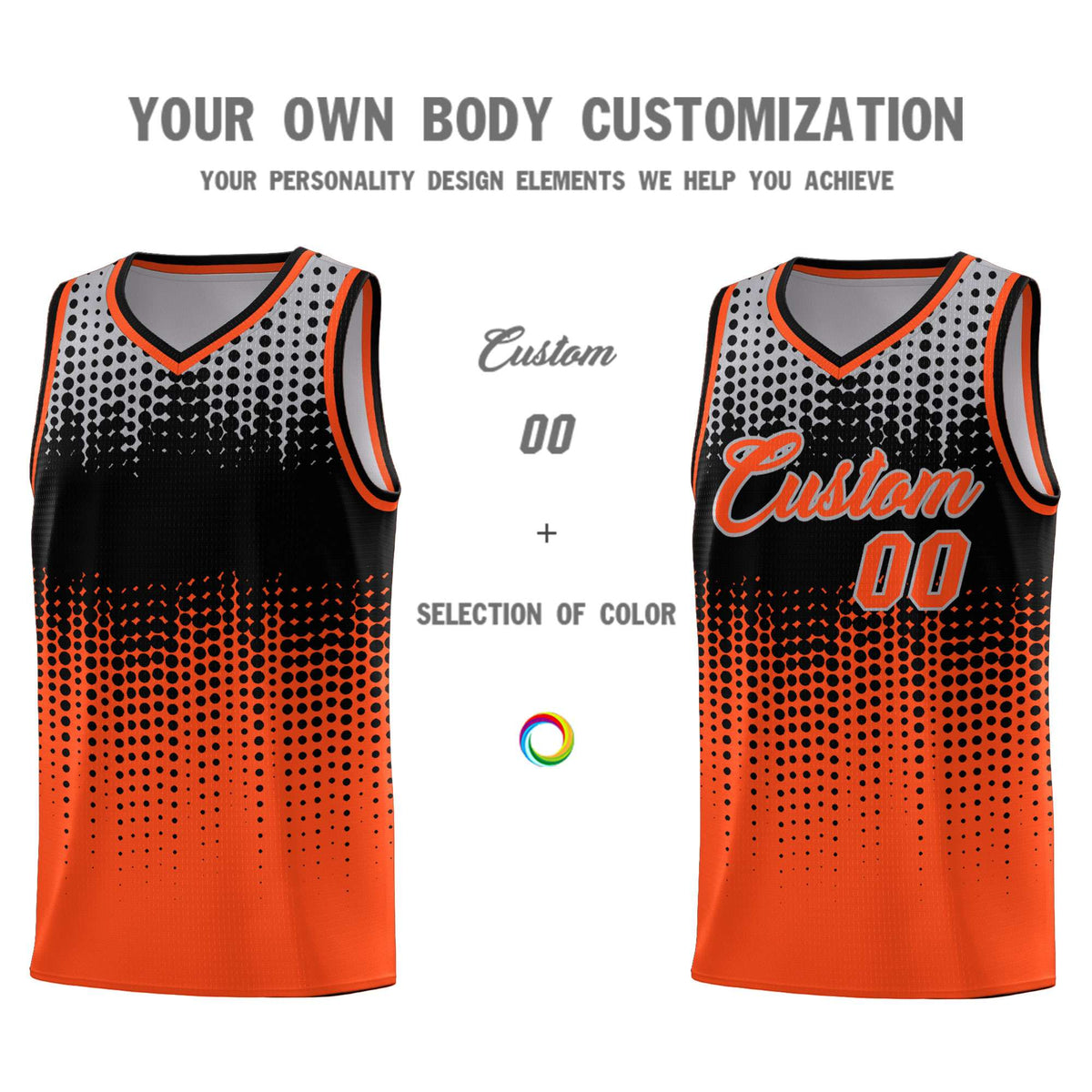 Custom Orange Gradient Dots Design Pattern Sports Uniform Basketball Jersey Limited