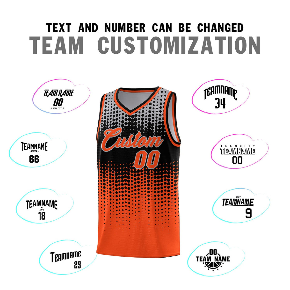 Custom Orange Gradient Dots Design Pattern Sports Uniform Basketball Jersey Limited