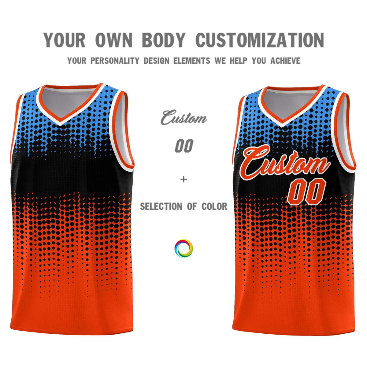Custom Orange Gradient Dots Design Pattern Sports Uniform Basketball Jersey Limited