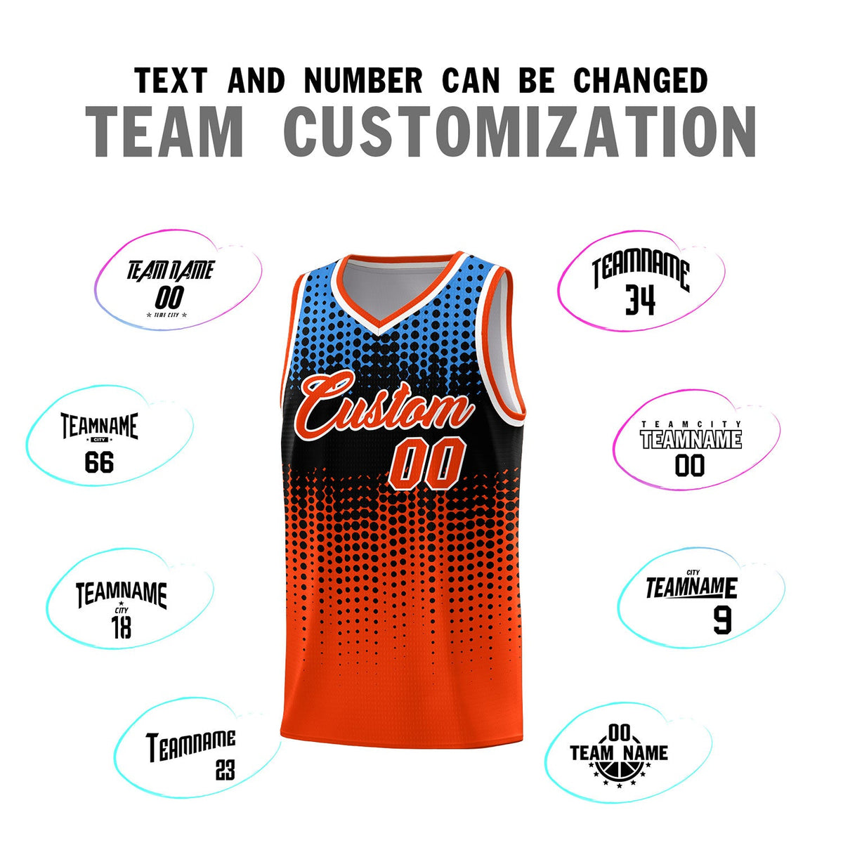 Custom Orange Gradient Dots Design Pattern Sports Uniform Basketball Jersey Limited