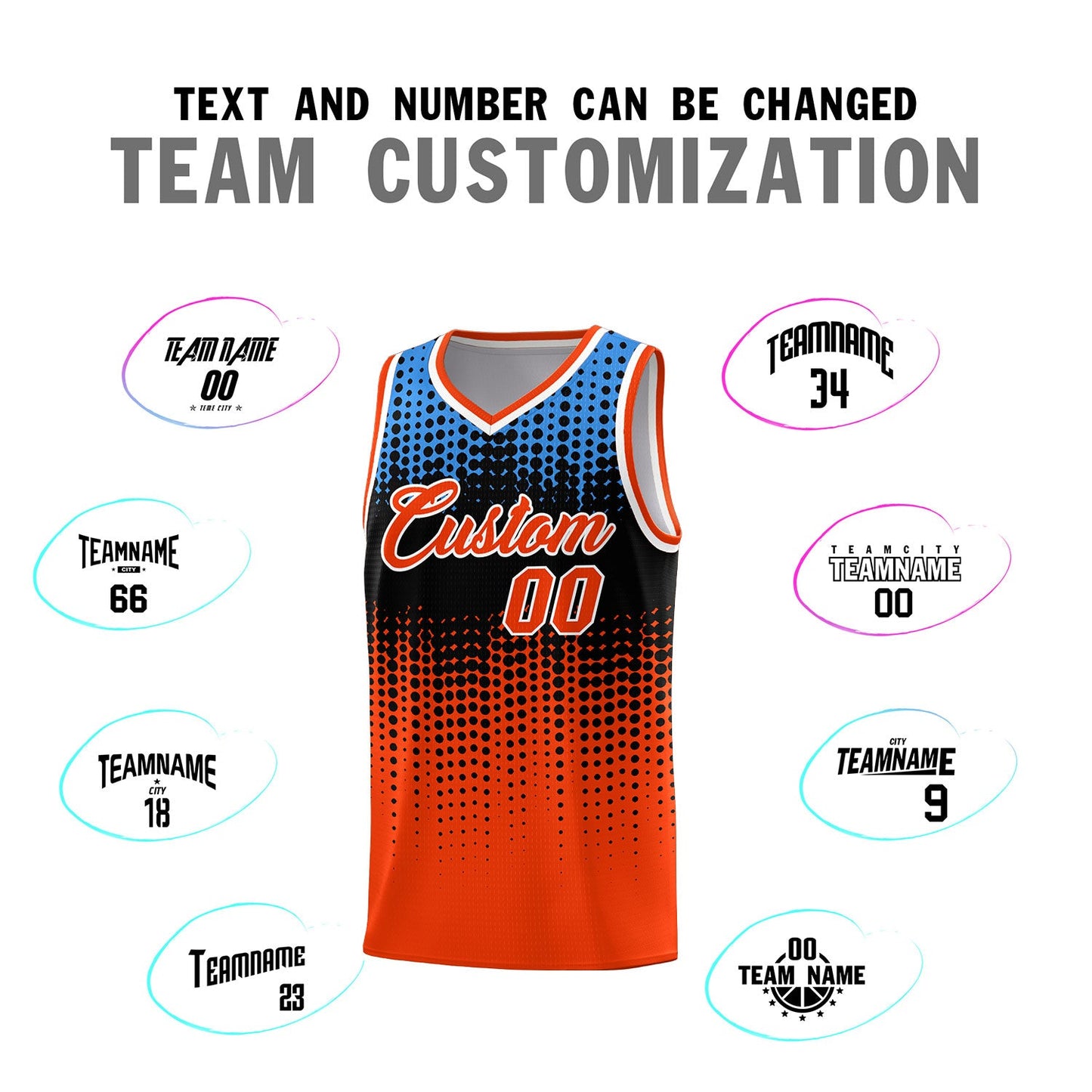 Custom Orange Gradient Dots Design Pattern Sports Uniform Basketball Jersey Limited