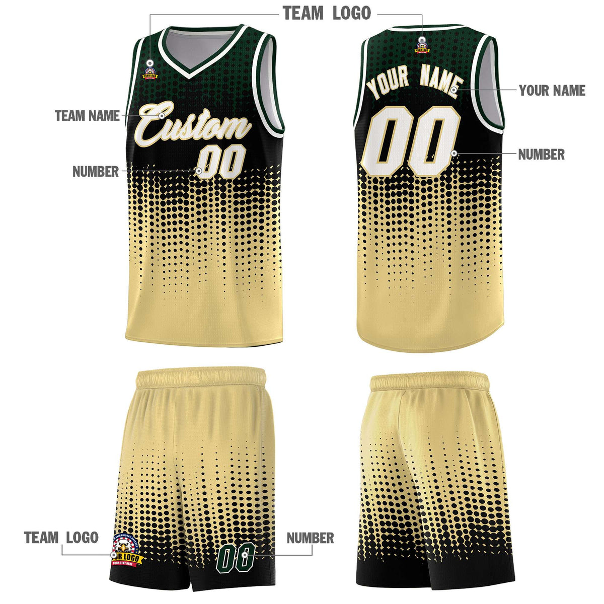 Custom Khaki Gradient Dots Design Pattern Sports Uniform Basketball Jersey Limited