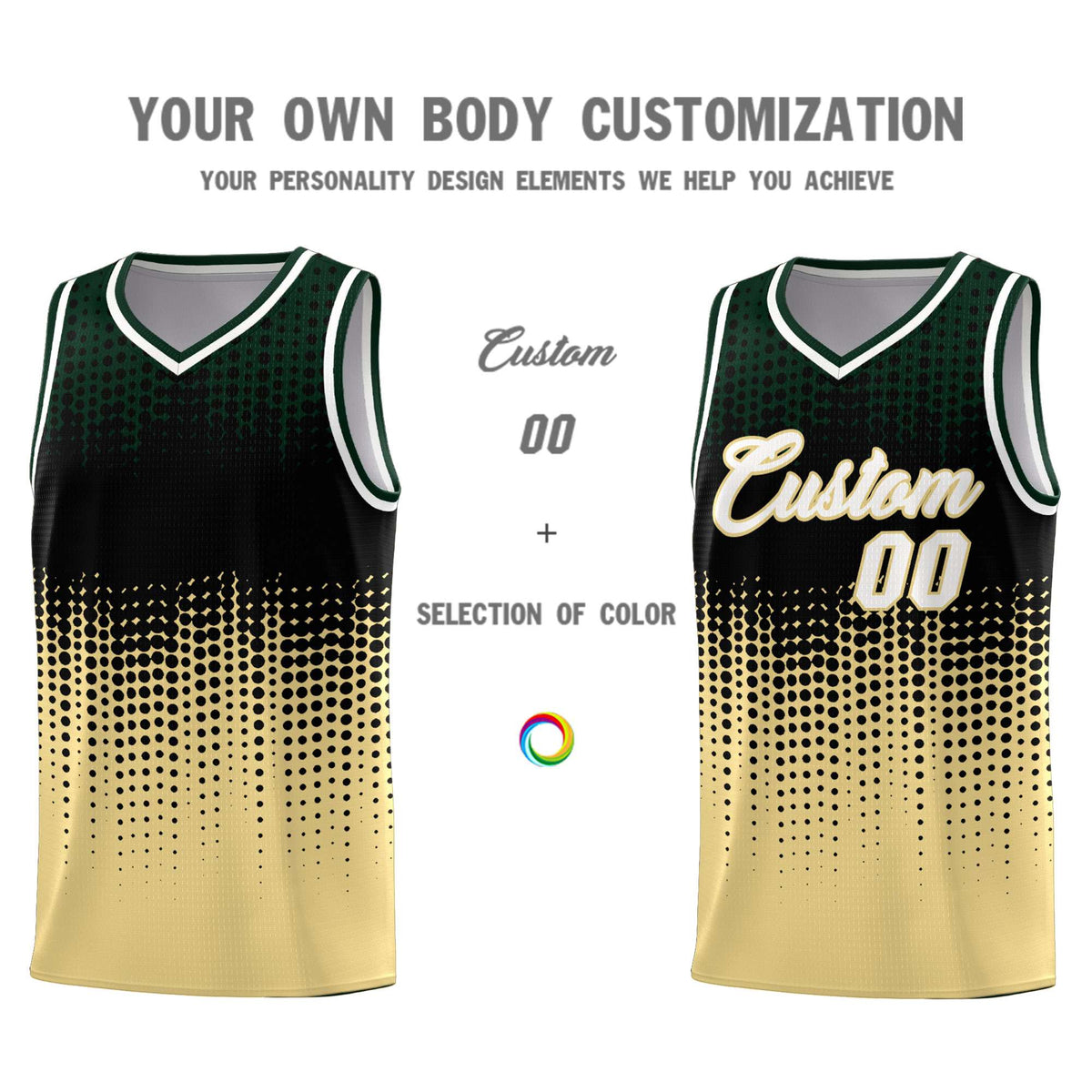 Custom Khaki Gradient Dots Design Pattern Sports Uniform Basketball Jersey Limited