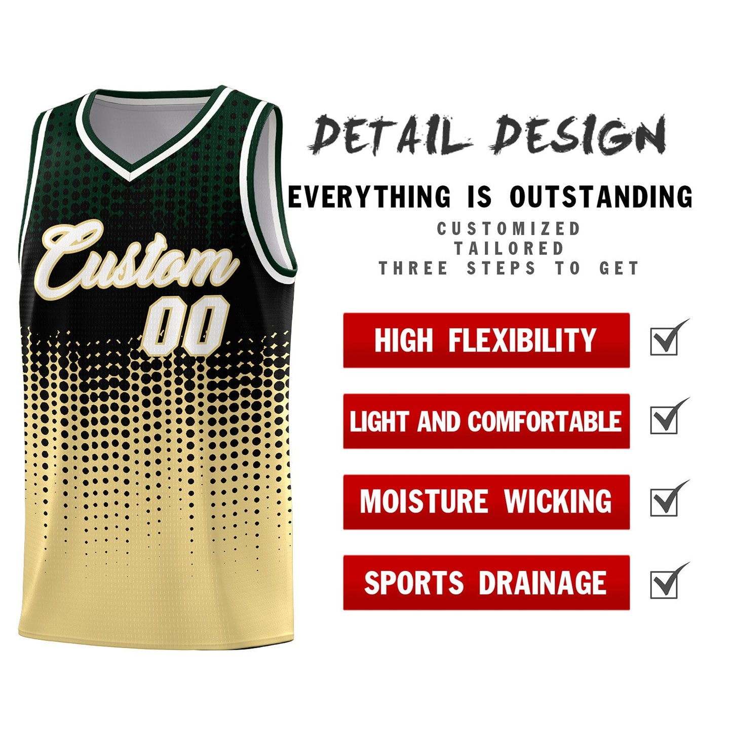 Custom Khaki Gradient Dots Design Pattern Sports Uniform Basketball Jersey Limited
