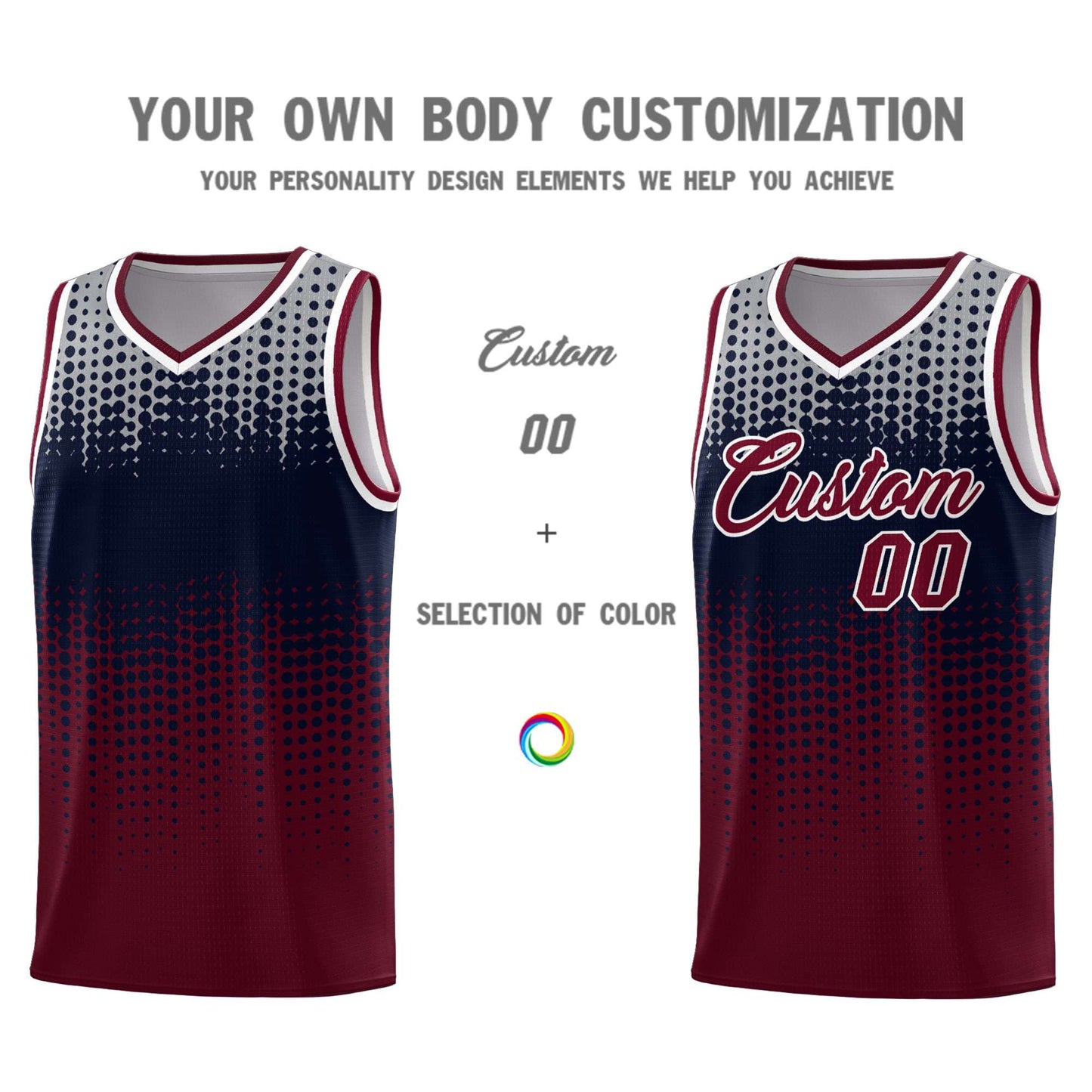 Custom Crimson Gradient Dots Design Pattern Sports Uniform Basketball Jersey Limited