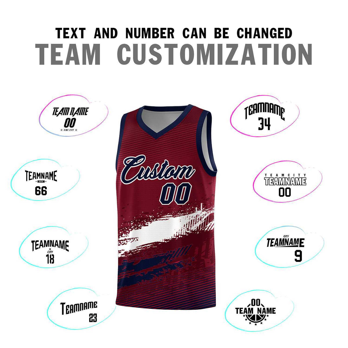Custom Crimson White and Navy Graffiti Pattern Sports Uniform Basketball Jersey Limited