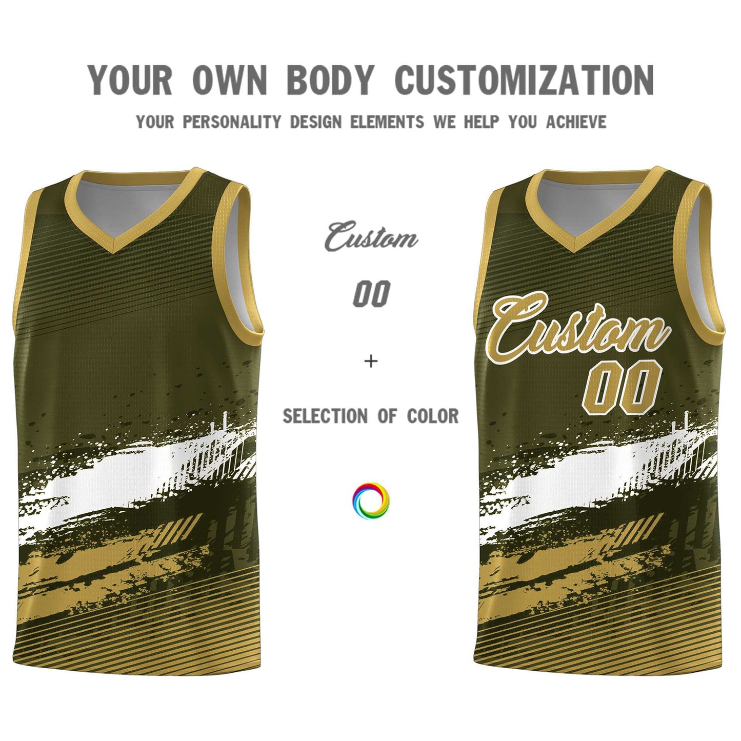 Custom Olive White and Khaki Graffiti Pattern Sports Uniform Basketball Jersey Limited