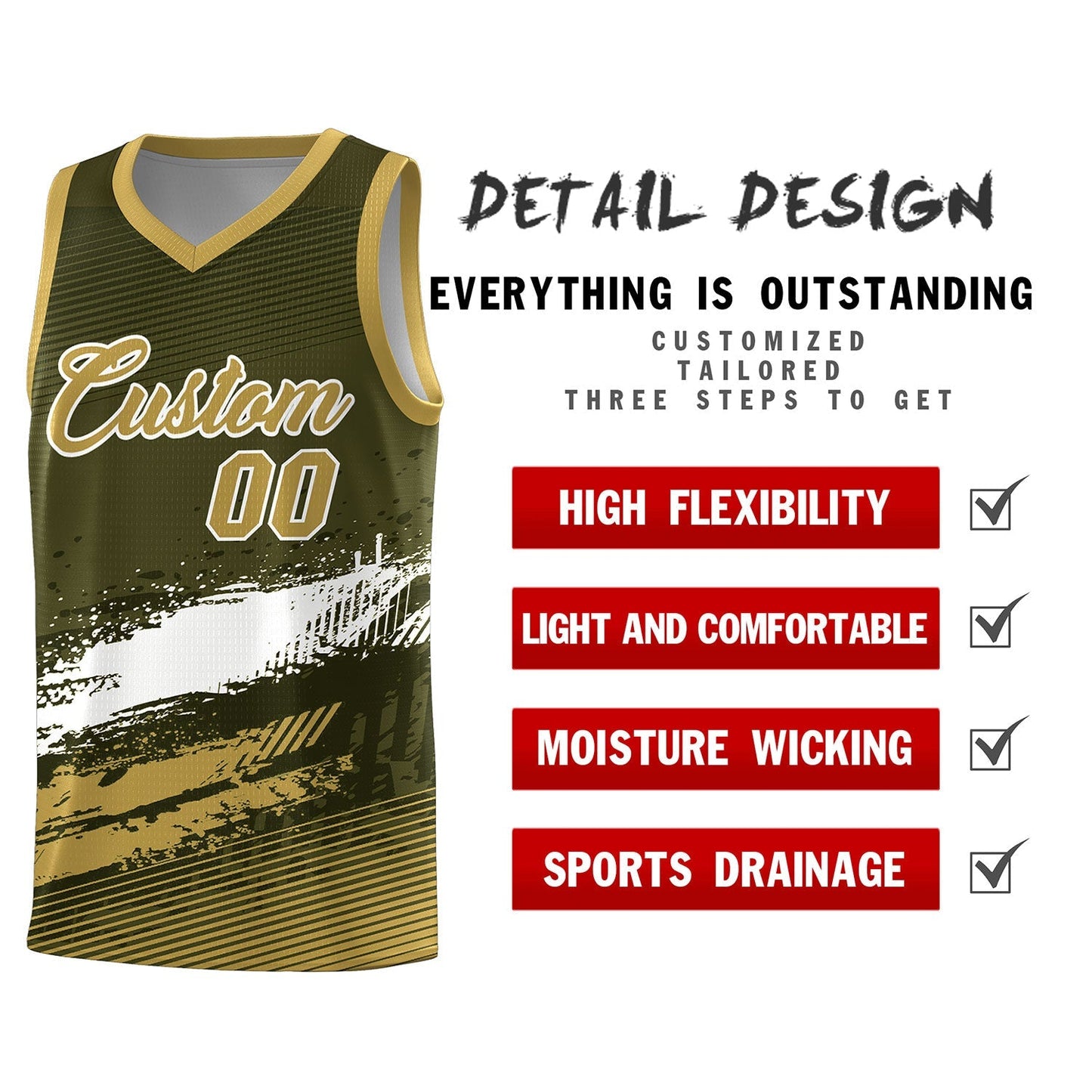Custom Olive White and Khaki Graffiti Pattern Sports Uniform Basketball Jersey Limited