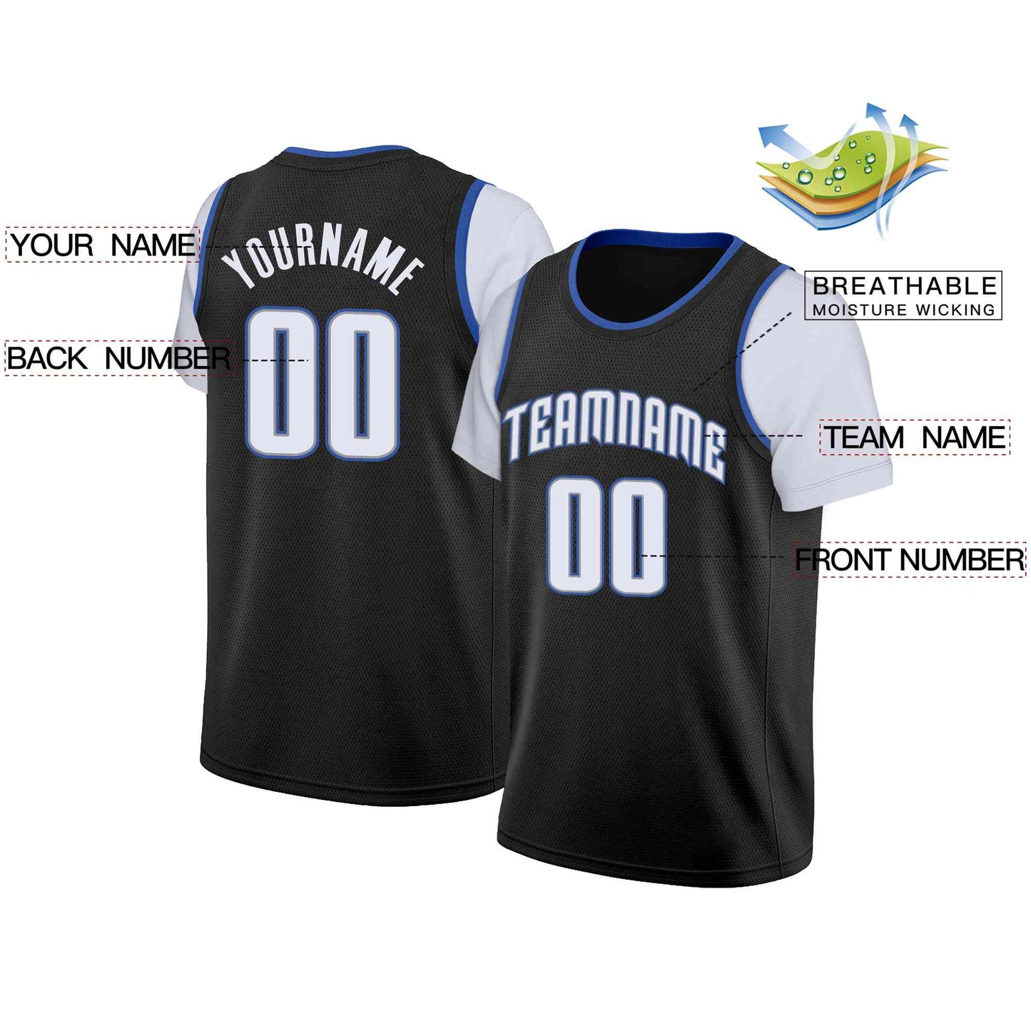 Custom Black White-Gray Classic Tops Casual Fake Sleeve Basketball Jersey Limited