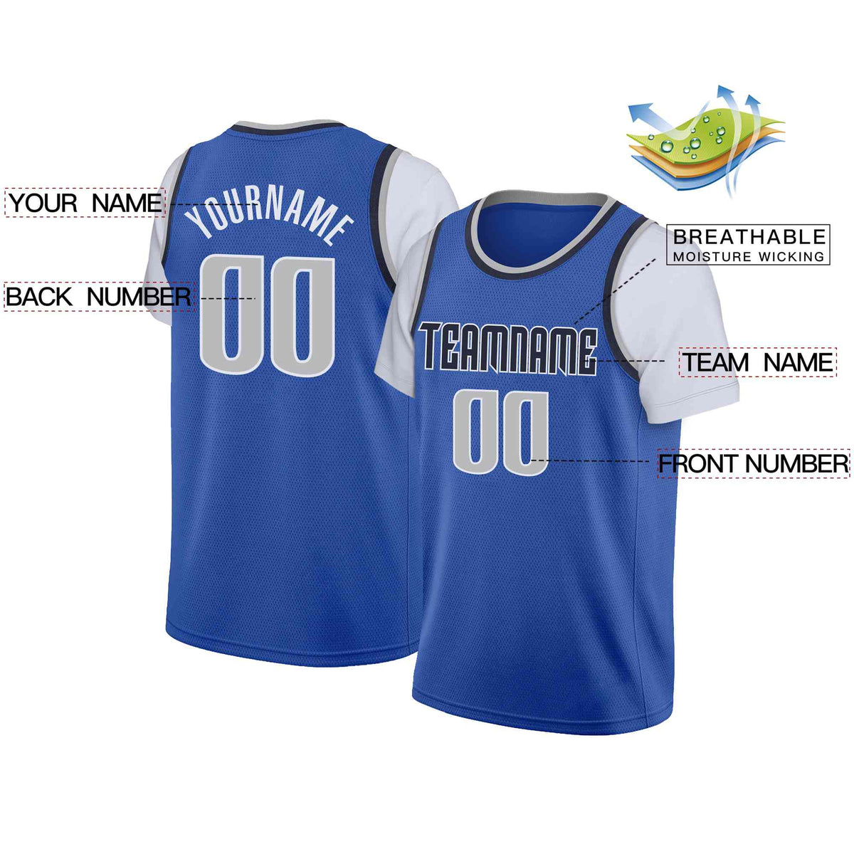 Custom Royal Black-Navy Classic Tops Casual Fake Sleeve Basketball Jersey Limited