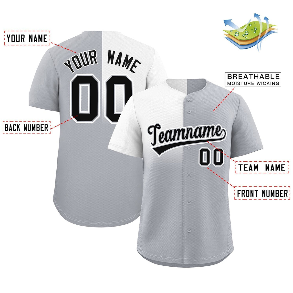 Custom Gray White Personalized Half Gradient Design Authentic Baseball Jersey Limited