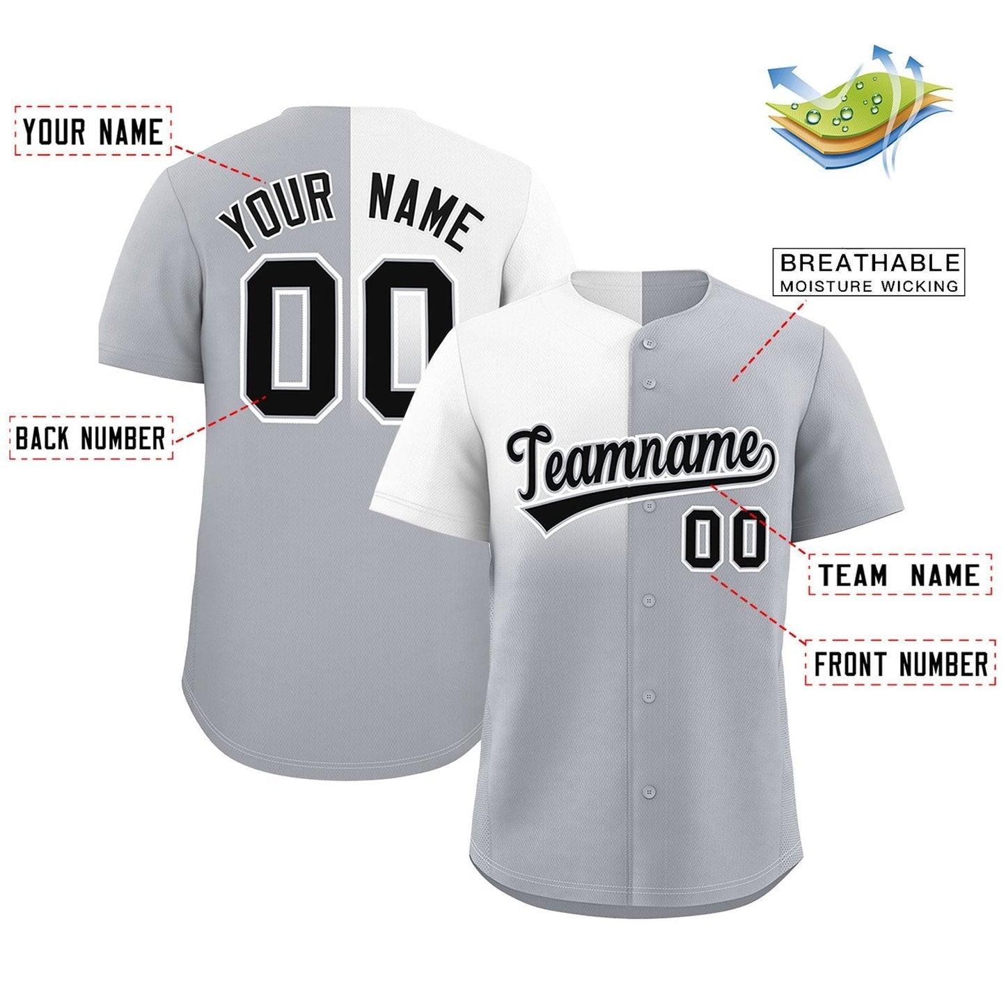 Custom Gray White Personalized Half Gradient Design Authentic Baseball Jersey Limited