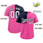 Custom Pink Navy Personalized Half Gradient Design Authentic Baseball Jersey Limited