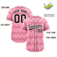 Custom Light Pink Black-White Personalized Ripple Design Authentic Baseball Jersey Limited